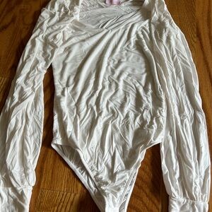 Pink Lily White Long Sleeve Bodysuit